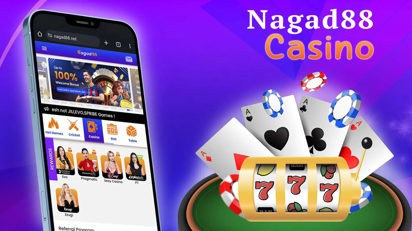 Hundreds of different games from licensed providers at Nagad88 casino