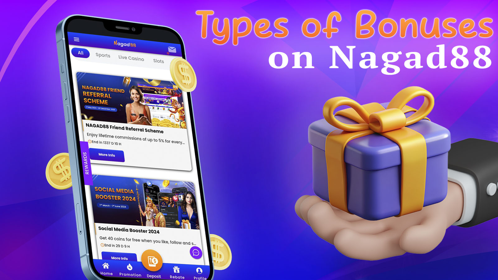 Nagad88 offers various bonuses that are designed to improve user interest in games