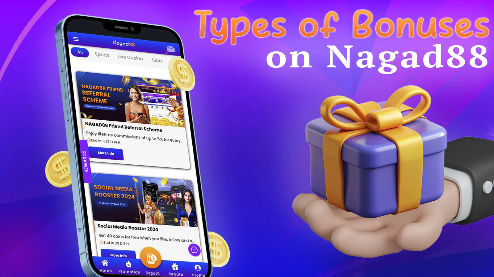 Nagad88 offers various bonuses that are designed to improve user interest in games