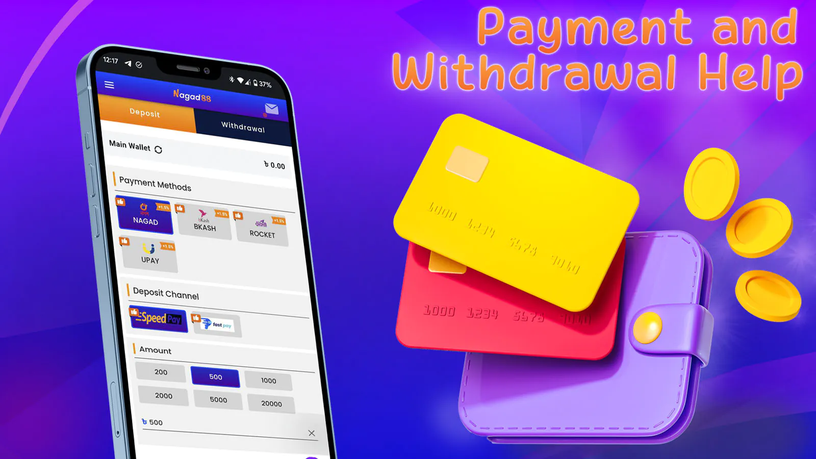 Support service provides assistance with payments, deposits and withdrawals