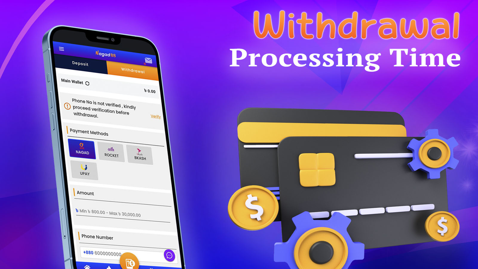 Withdrawal processing time at Nagad88