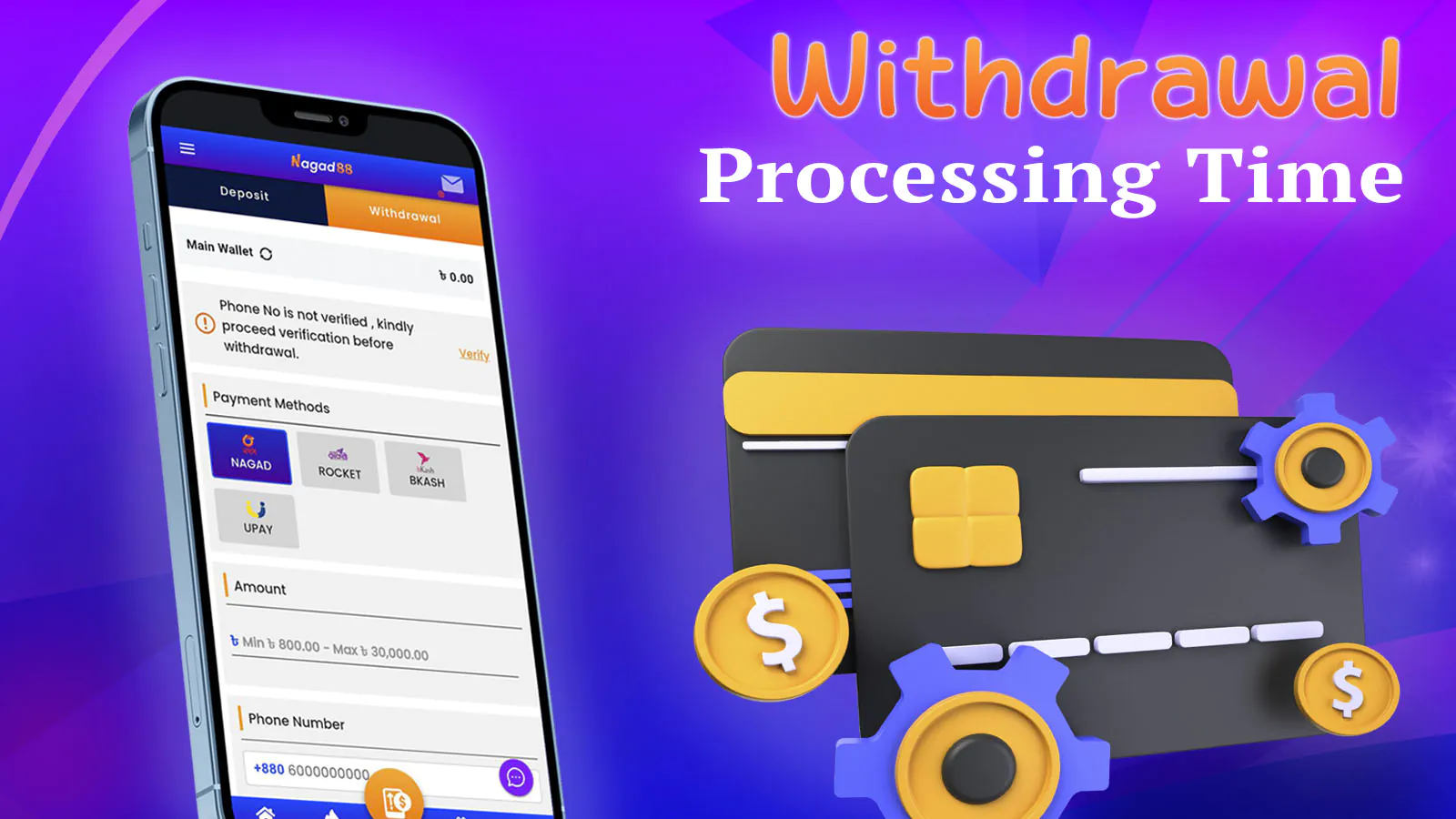 Withdrawal processing time at Nagad88